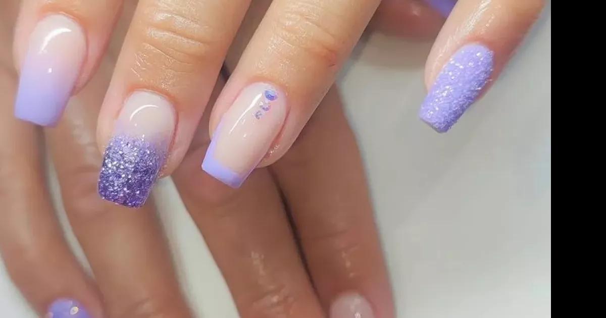 unha degradê com glitter