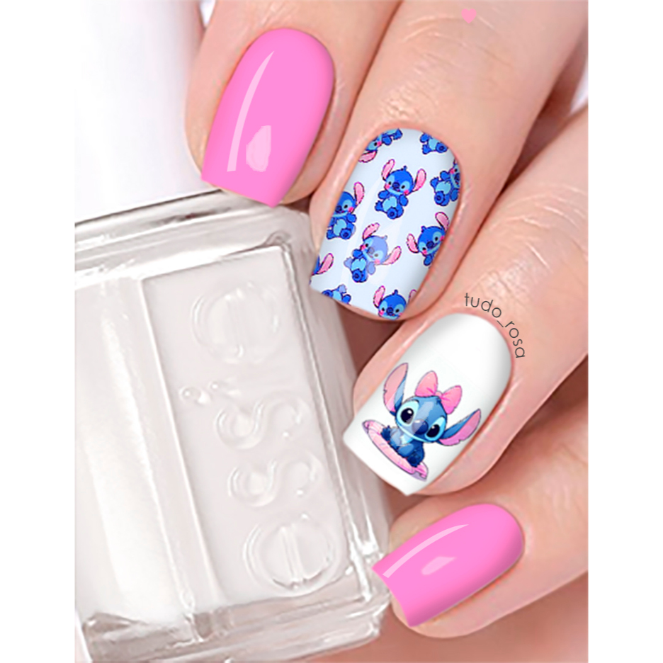 unha em gel do stitch passo a passo