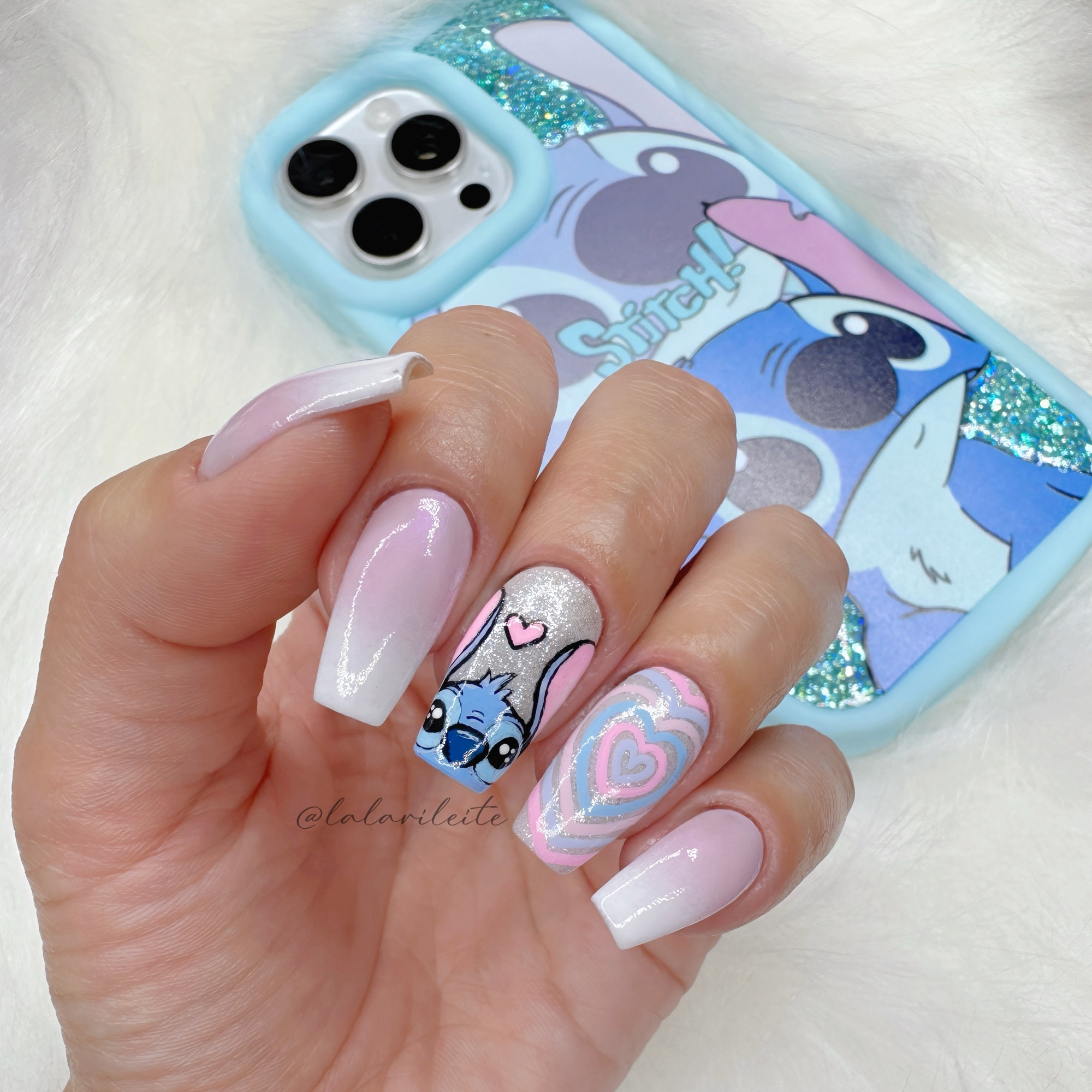como fazer unha em gel do stitch