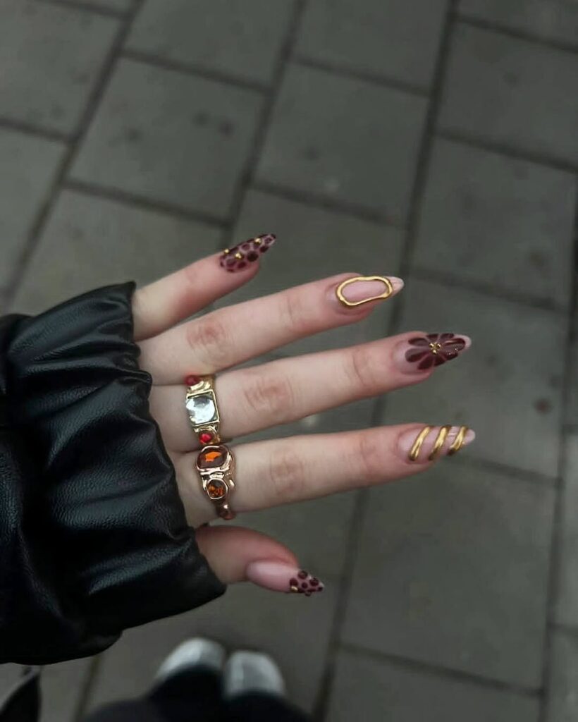 ideias unhas gel douradas festas fim ano