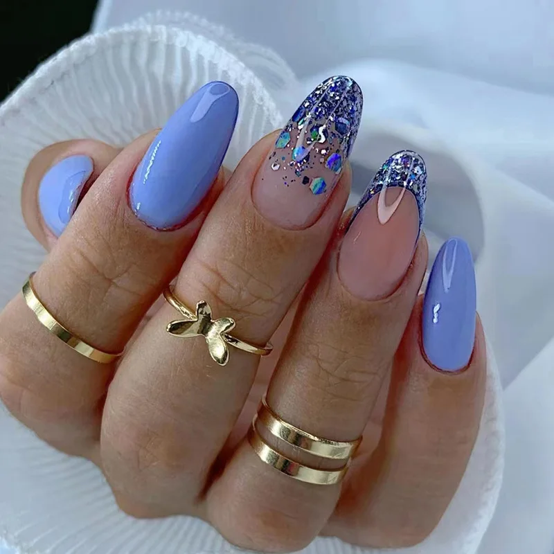 técnica de unha em gel com glitter
