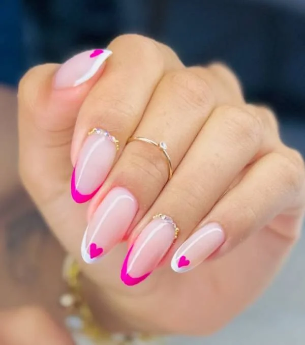 unha em gel francesinha pink neon