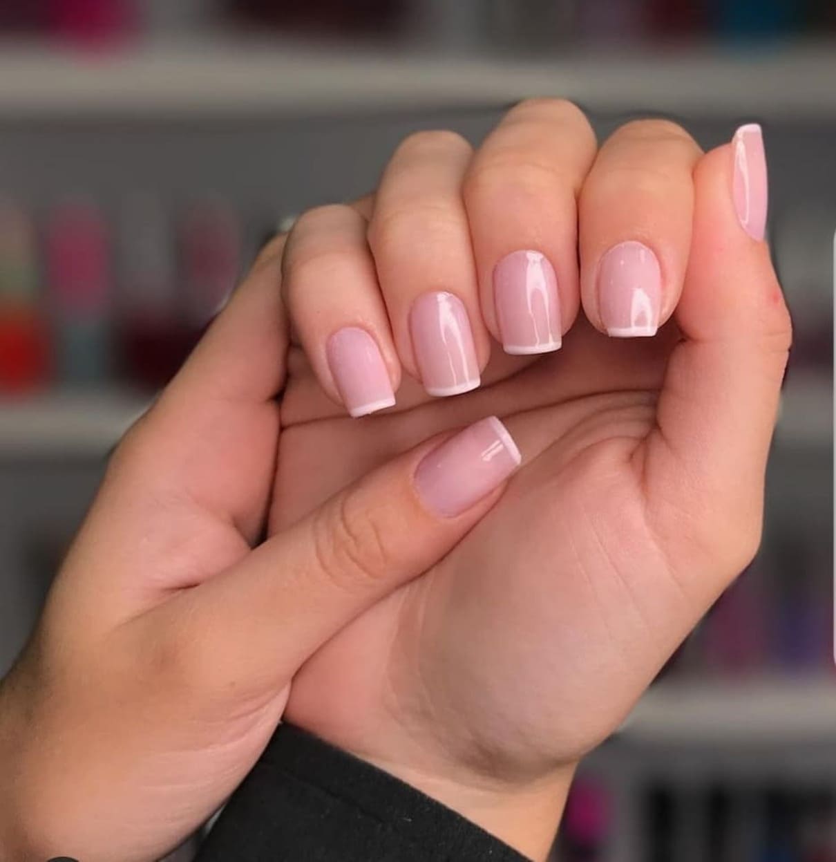 unha em gel francesinha rosa chiclete