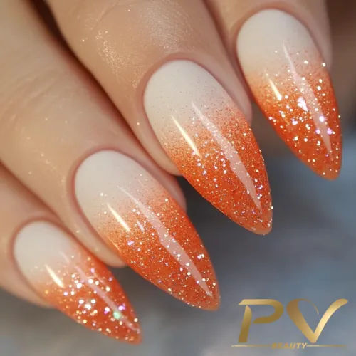 unha em gel cor de laranja