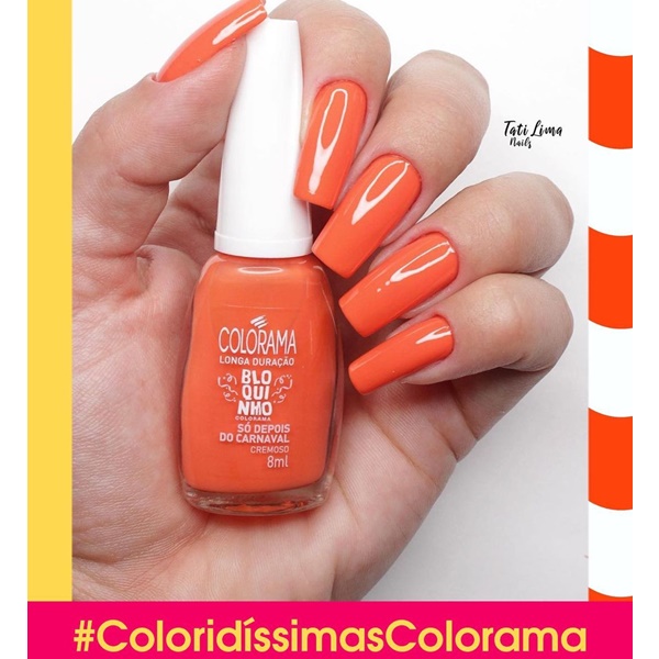 unha em gel cor de laranja