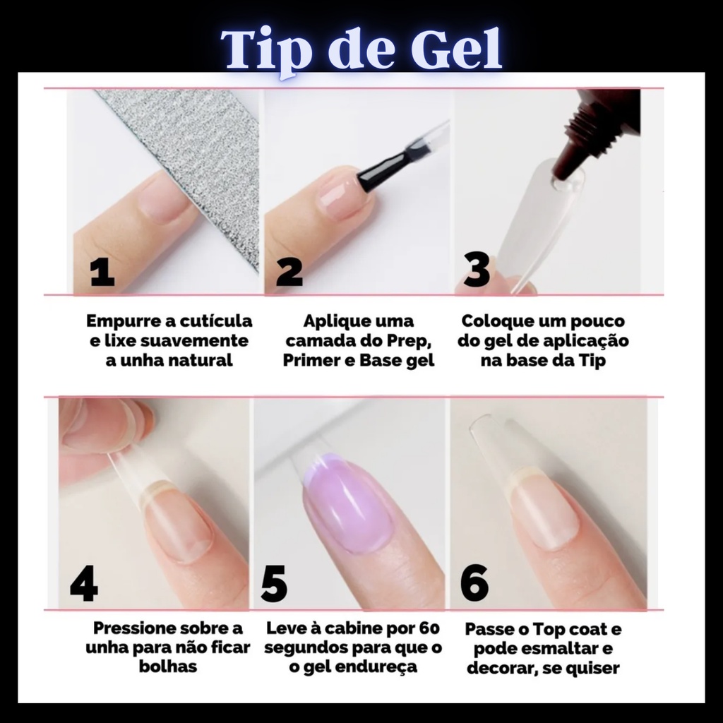 Unhas de gel francesinha na tips