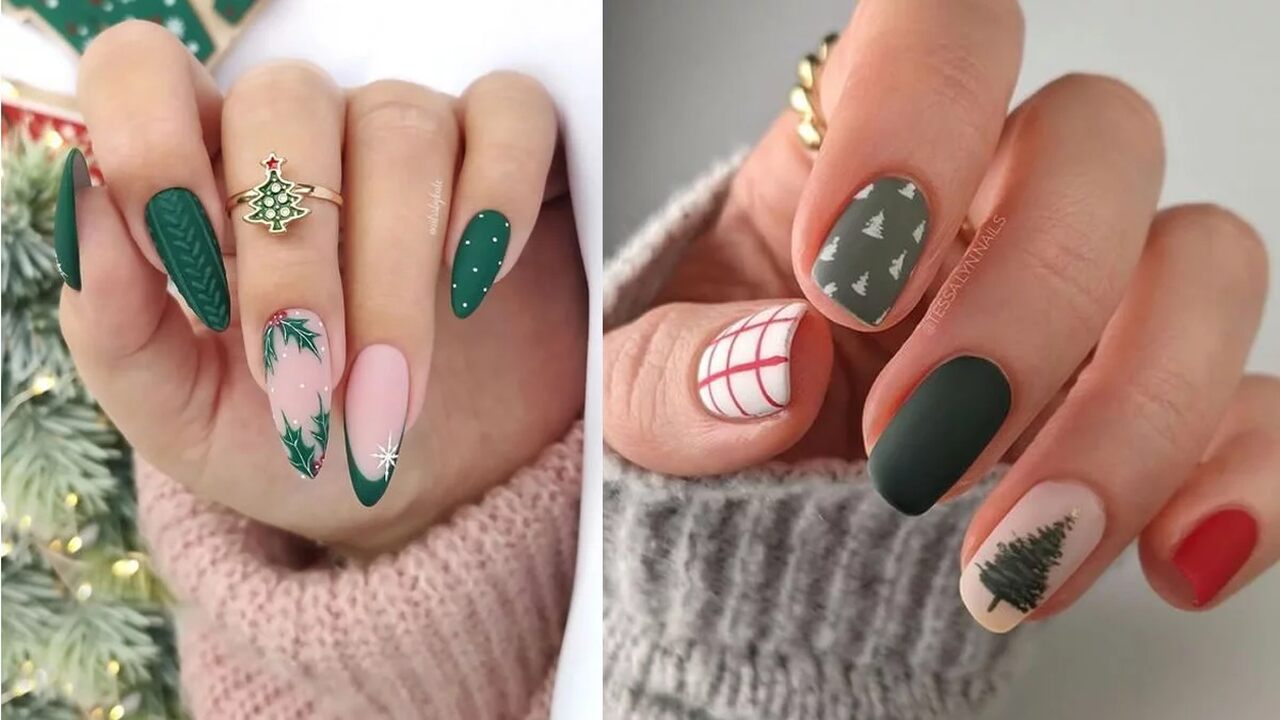 ideias de unhas em gel para natal 2025