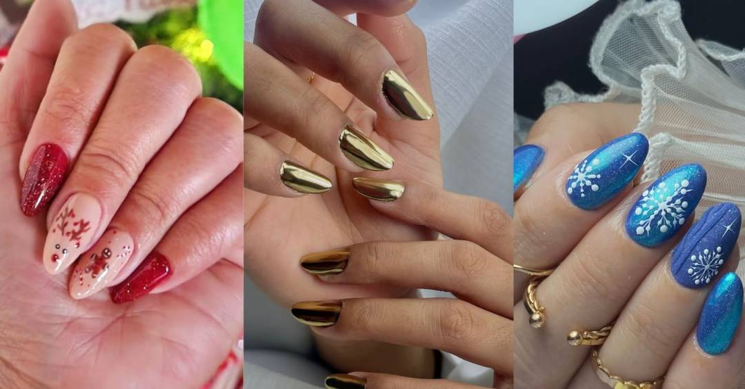 unha em gel para natal e ano novo