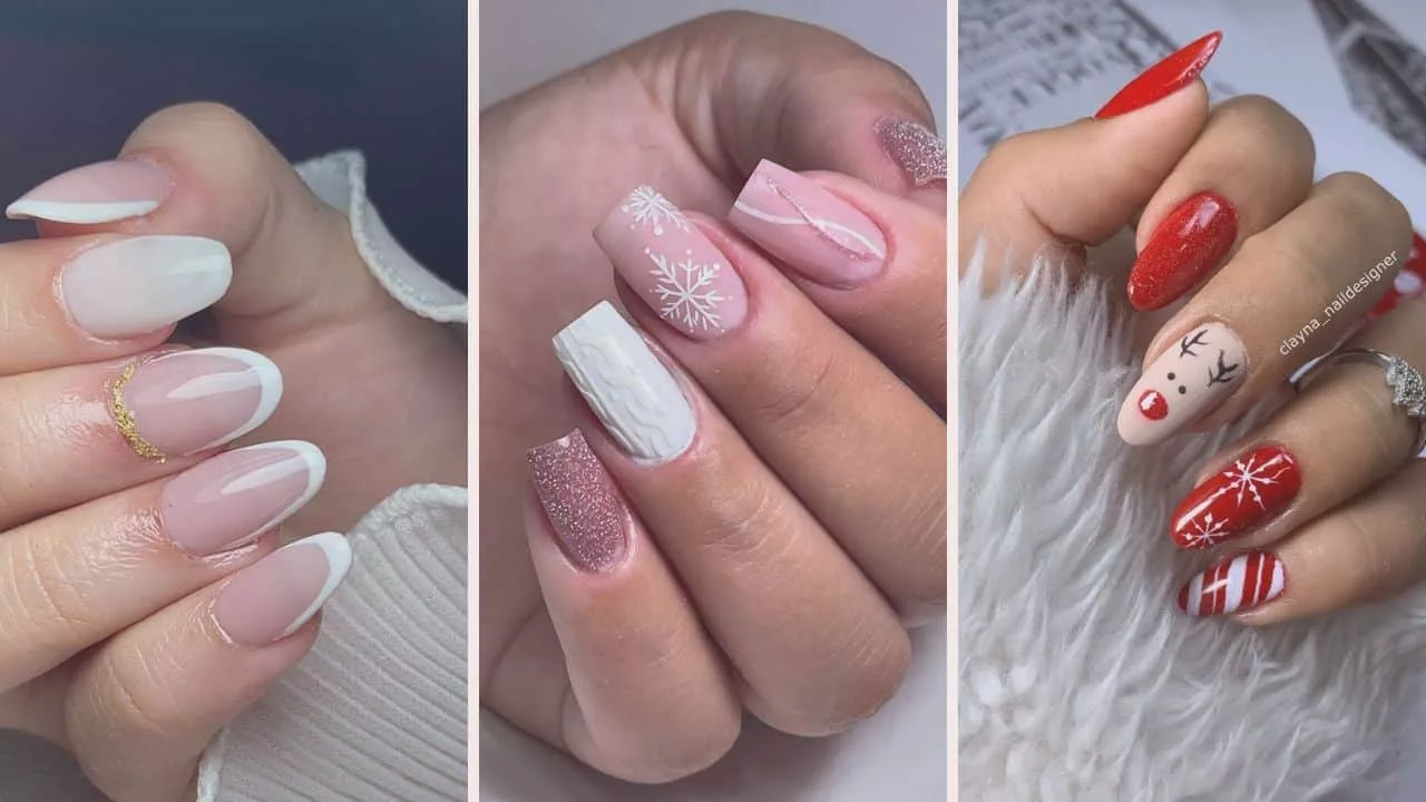 unha em gel para natal e ano novo