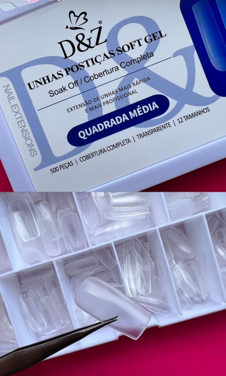 unha em gel quadrada longa