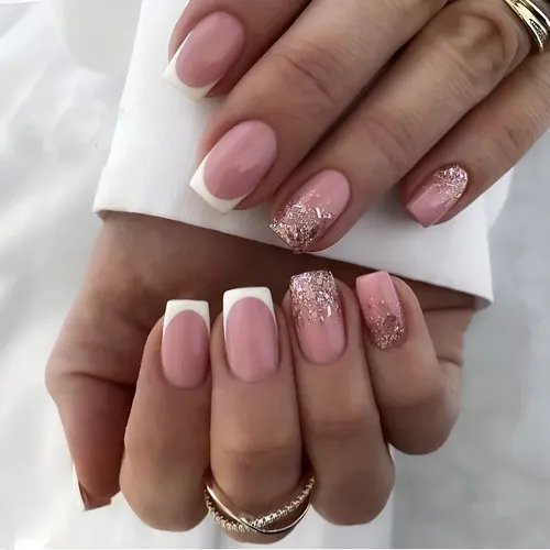unha em gel quadrada rosa neon