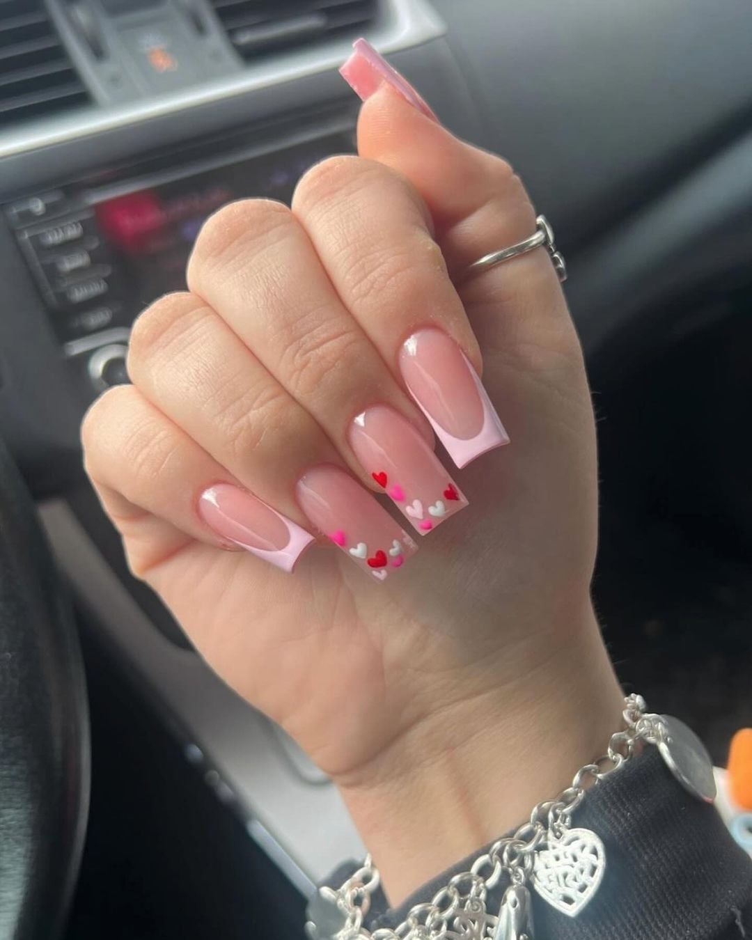unha em gel quadrada baby boomer rosa