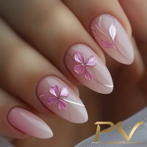 unha em gel redonda rosa choque