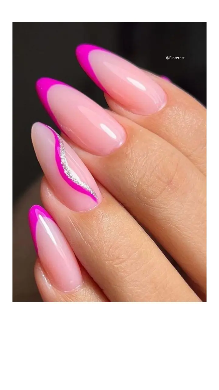 unha em gel redonda rosa neon