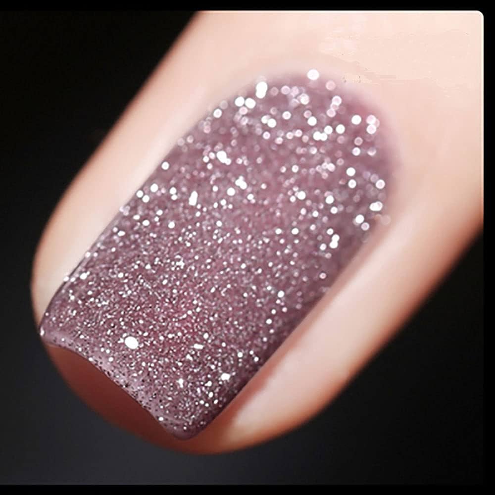 Unhas em gel rosa choque com glitter