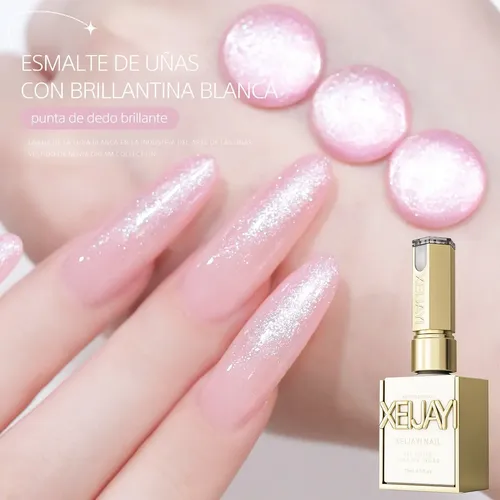 Unhas em gel rosa pink degradê com glitter