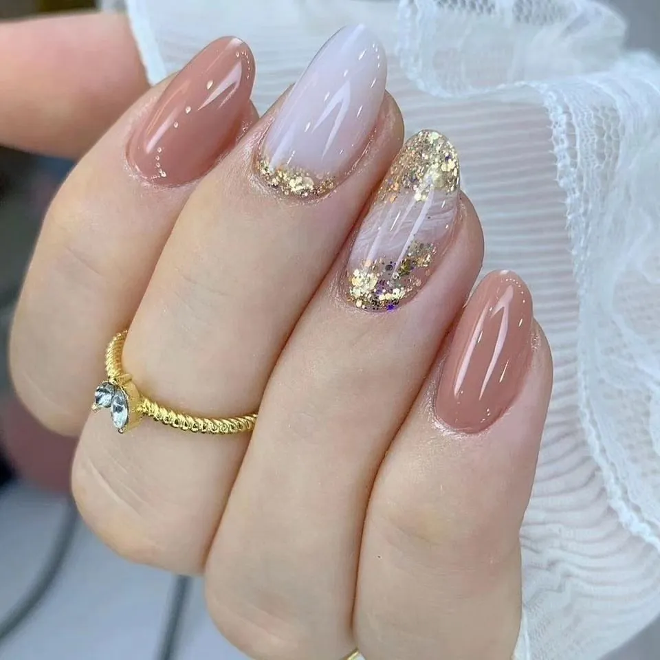 unha em gel metalizada rose