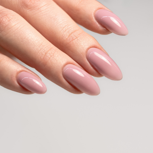 unha em gel com glitter rose