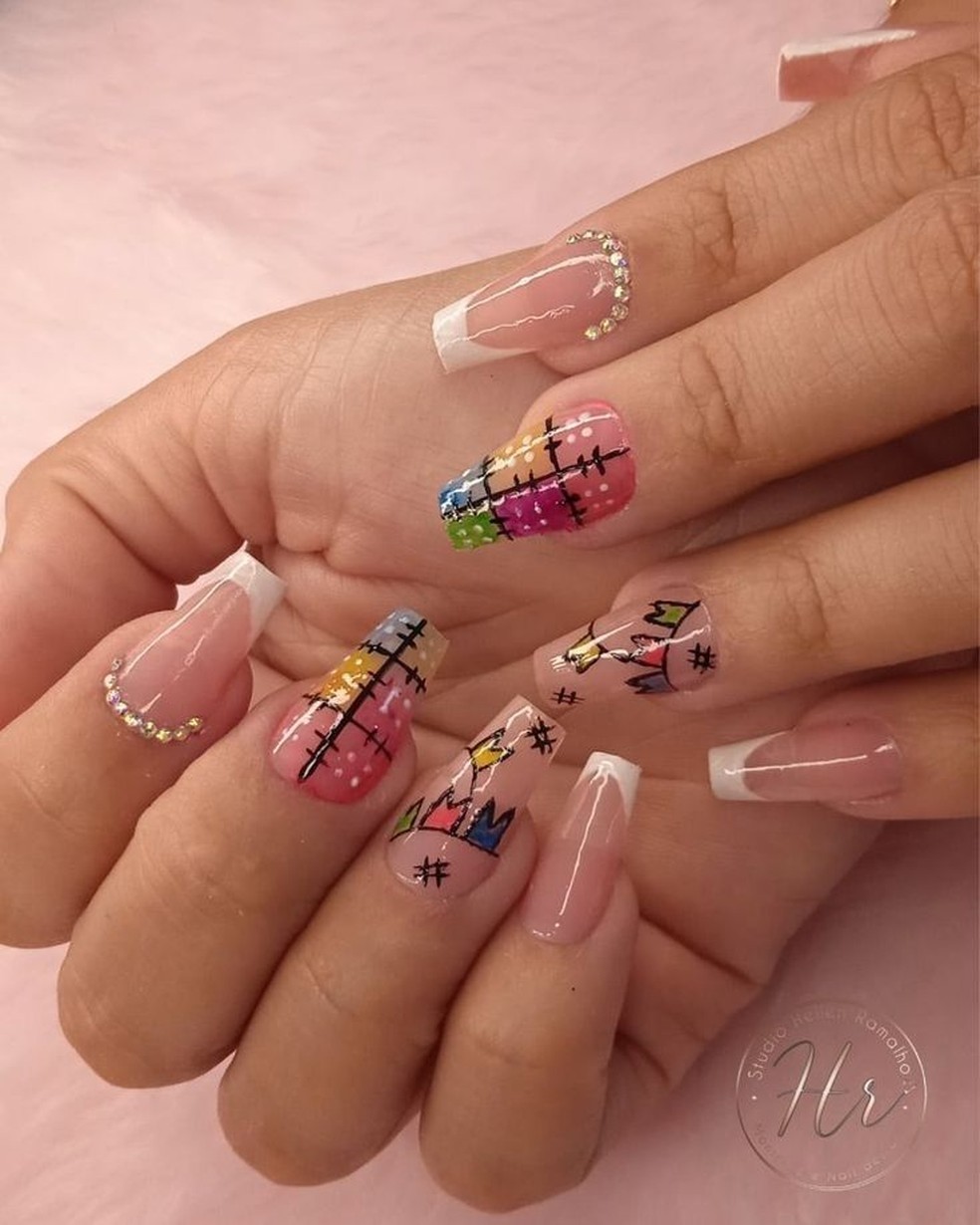 unhas decoradas são joão gel
