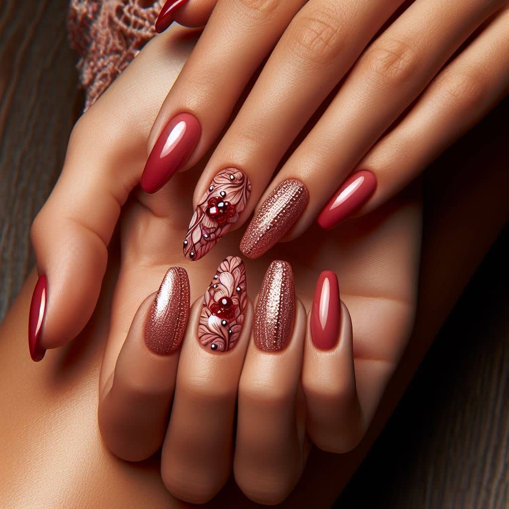 como fazer unha em gel degradê vermelha com glitter