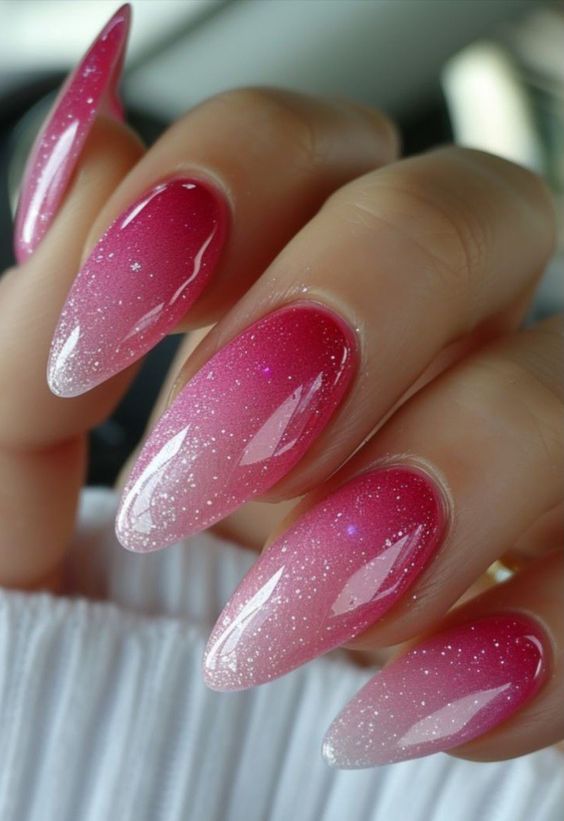 ideias de unhas em gel vermelhas com glitter