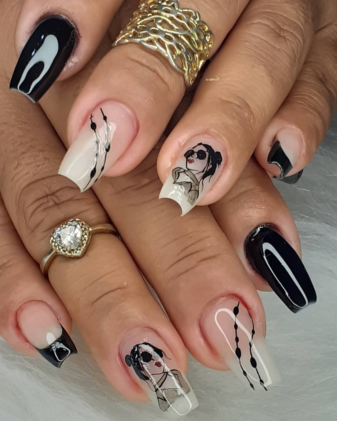 unha fibra de vidro decorada