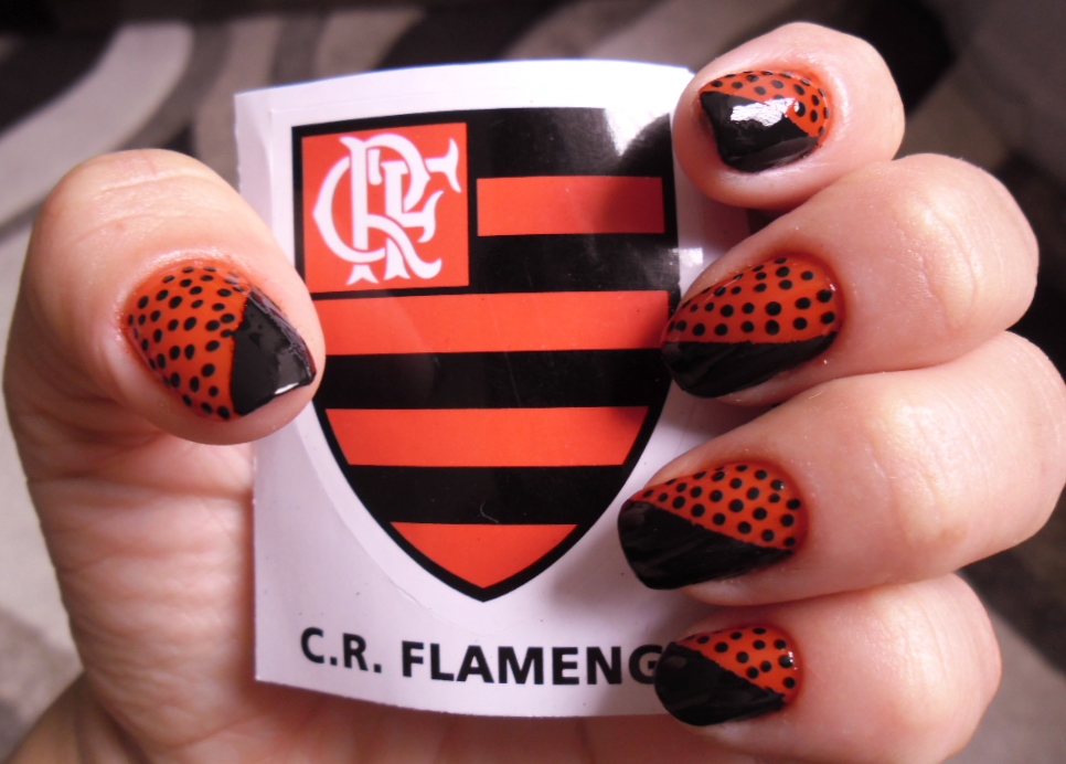 unha flamengo estilo francesinha