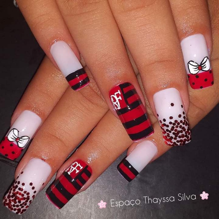 unha flamengo com glitter