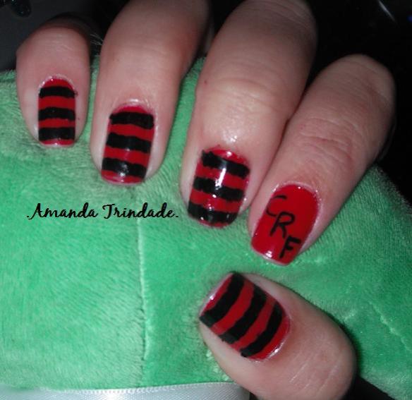 unha flamengo com adesivo