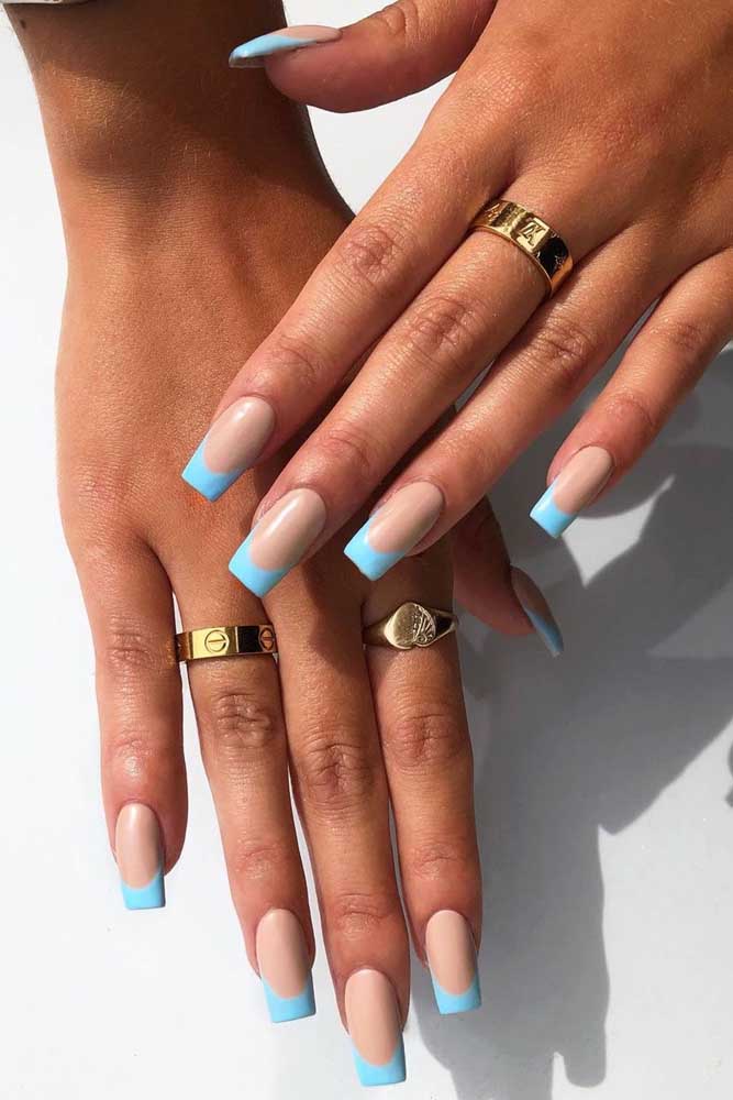 50 ideias de unha francesinha azul para arrasar