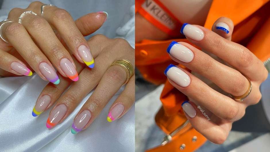 unha francesinha colorida
