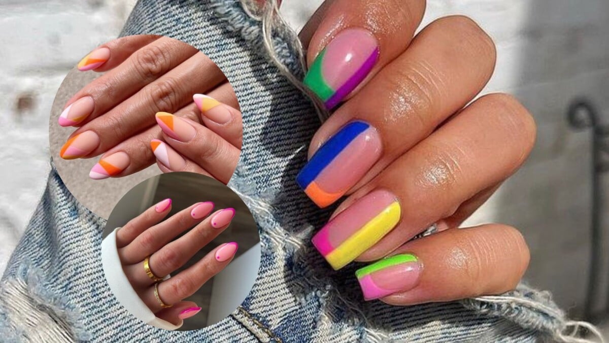 unha francesinha decorada com glitter