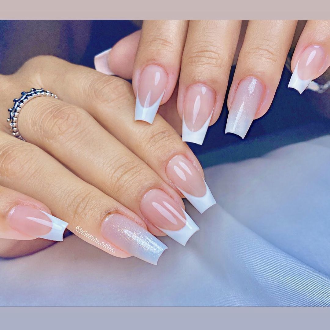 Unhas Quadradas Longas Francesinha