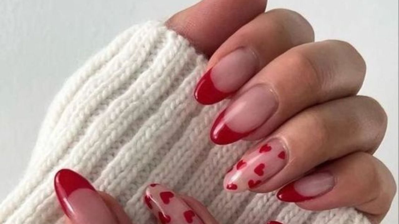 inspiração unha gel tips vermelho almond