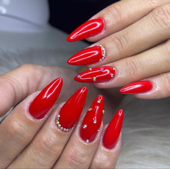 unha gel na tips vermelho