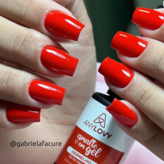 Unhas gel vermelho coffin (bailarina)