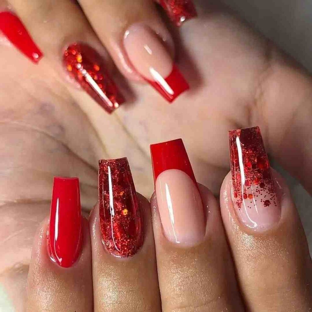 Unhas gel vermelho degradê (ombré)