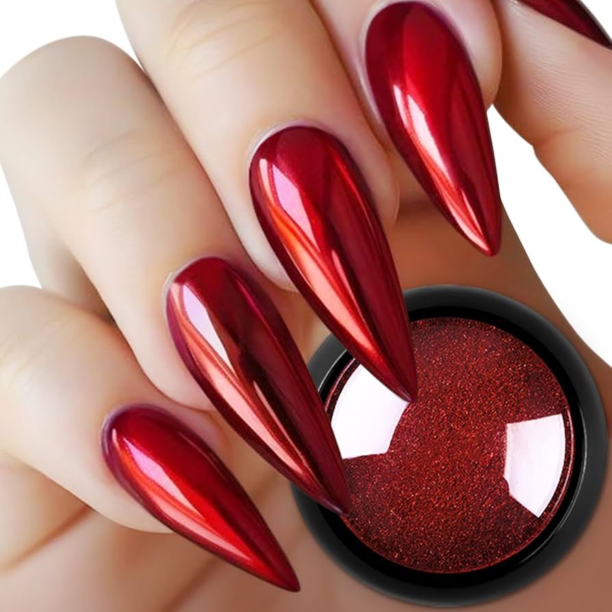 Unhas gel vermelho com pedrarias