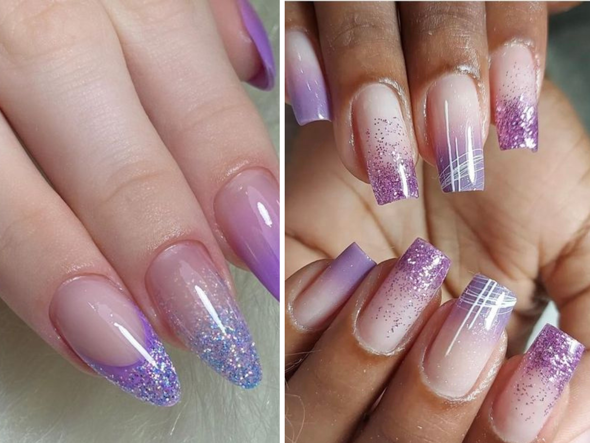 Unhas Lilás com Glitter: Brilho e Delicadeza para Todas as Ocasiões