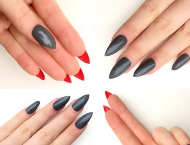unhas louboutin pretas e vermelhas