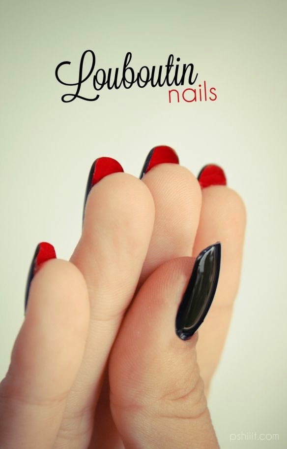 unhas louboutin pretas e vermelhas