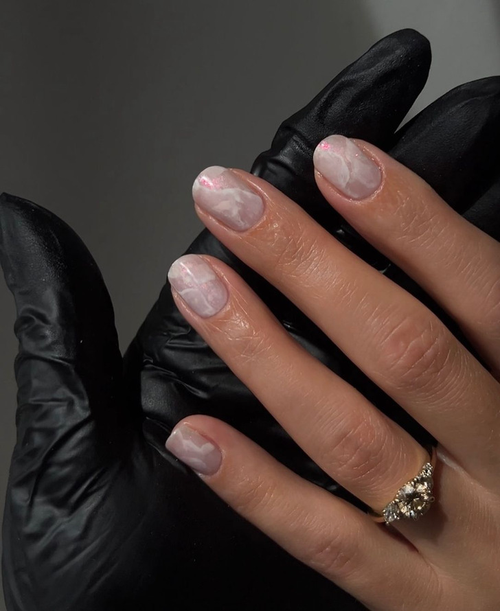 unha marmorizada com esmalte em gel passo a passo