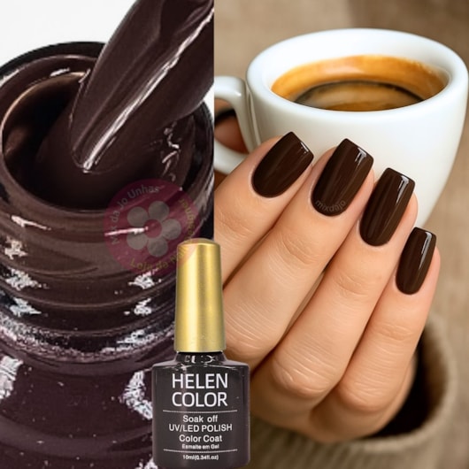 coffee nails em gel