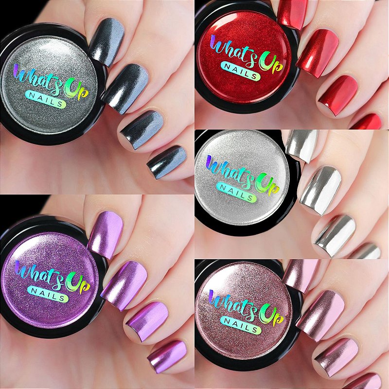 unha metalizada com pó cromado