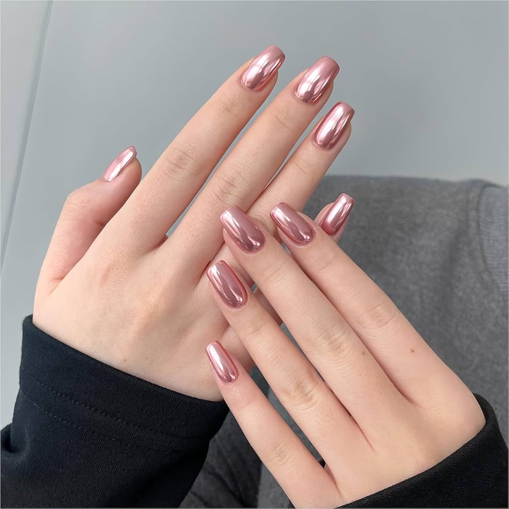 Unhas rosa espelhado