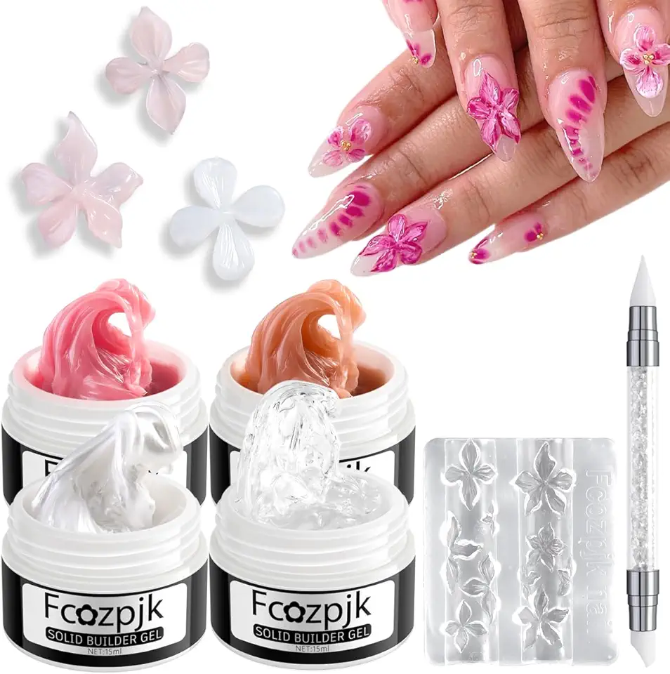 unha molde f1 decorada rosa com pedrarias