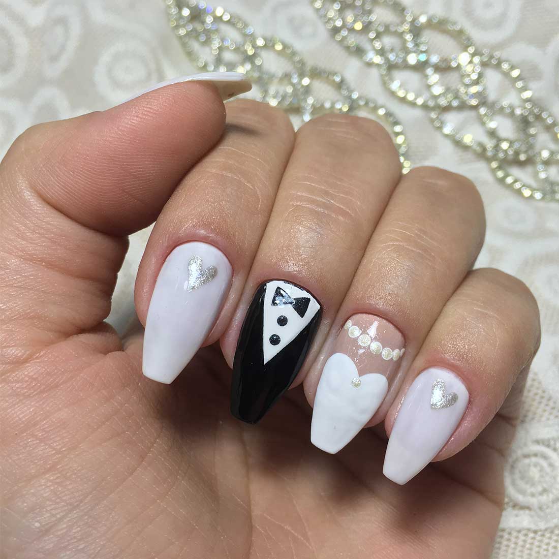 unhas de gel decoradas para noiva
