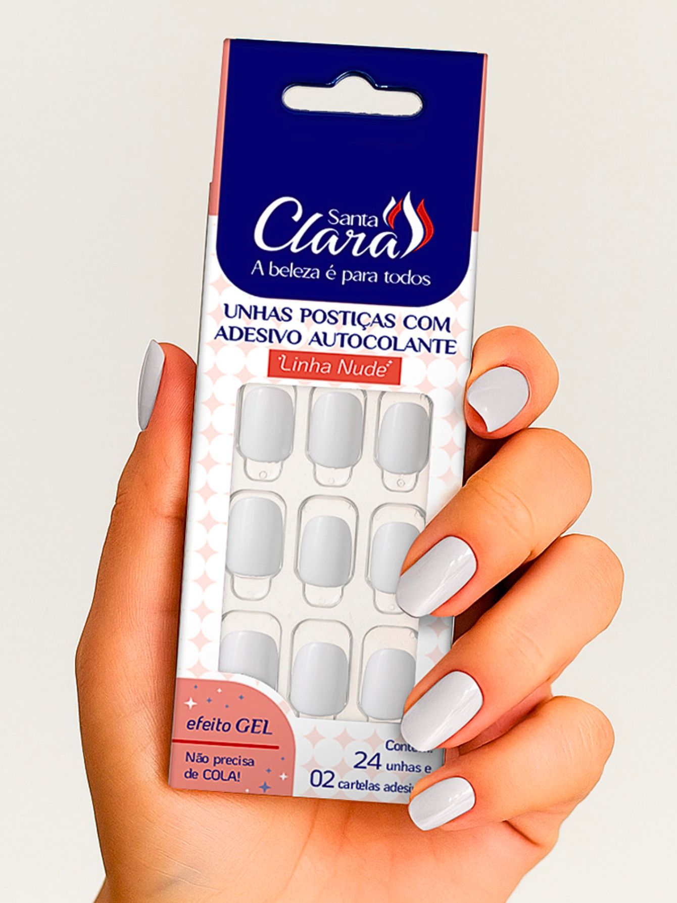 unha nude com detalhe branco