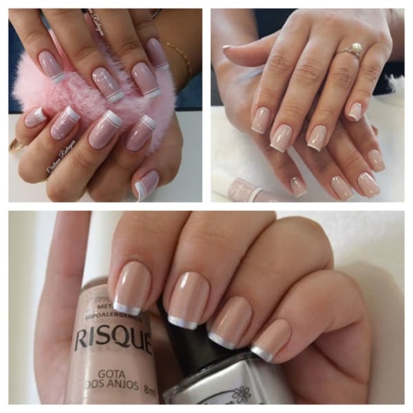 unha nude com francesinha