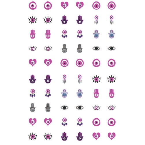 unha olho grego rosa e dourado